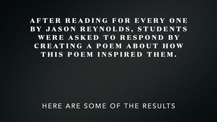 For Every One Student Response Poems