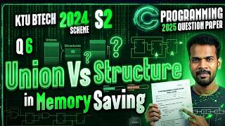 KTU BTech 2024 Scheme S2 GXEST204 | C Programming Q6 | Union Vs Structure | Previous Questions