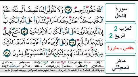 سورة النحل - الحزب 2 - الربع 2 والاخير- حفص - ماهر المعيقلي - مكررة