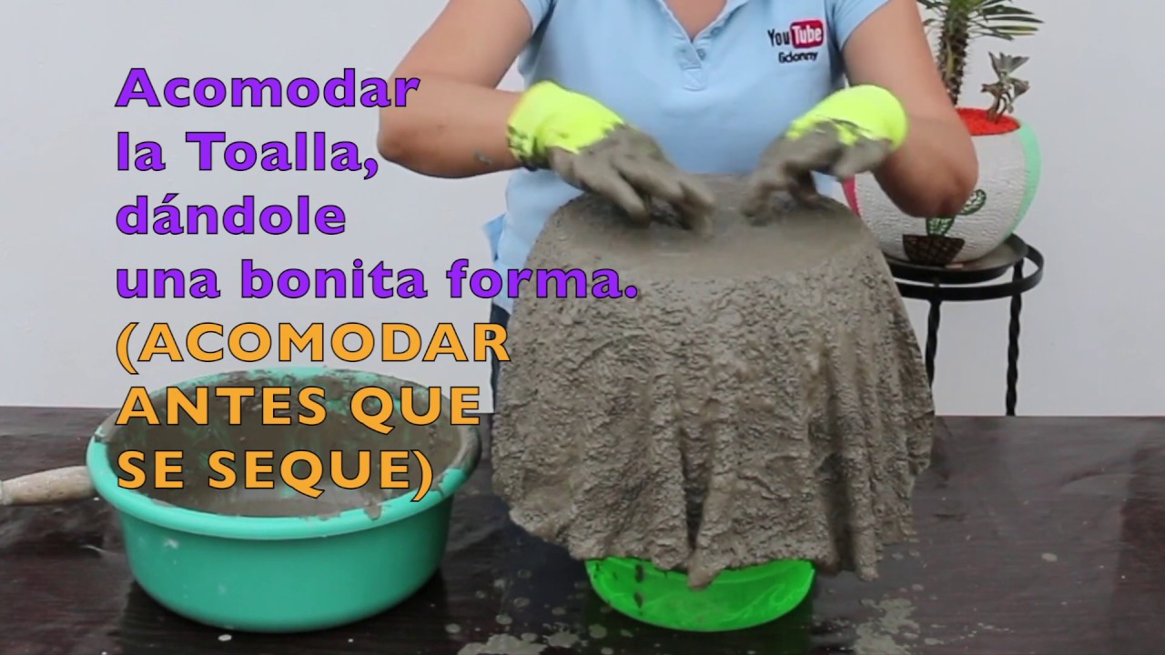 en términos de Para llevar repollo DIY. ¿Cómo hacer macetas de cemento y tela de toalla.? Paso a paso.  liclonny - YouTube