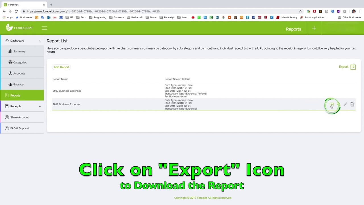 Foreceipt   How to Generate Expense Report