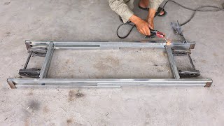 Good idea about the table / DIY smart folding table with metal frame / Iron and wood