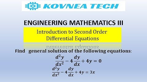 Engineering Mathematics III |Second Order Differential Equations| Particular Integral| Complementary