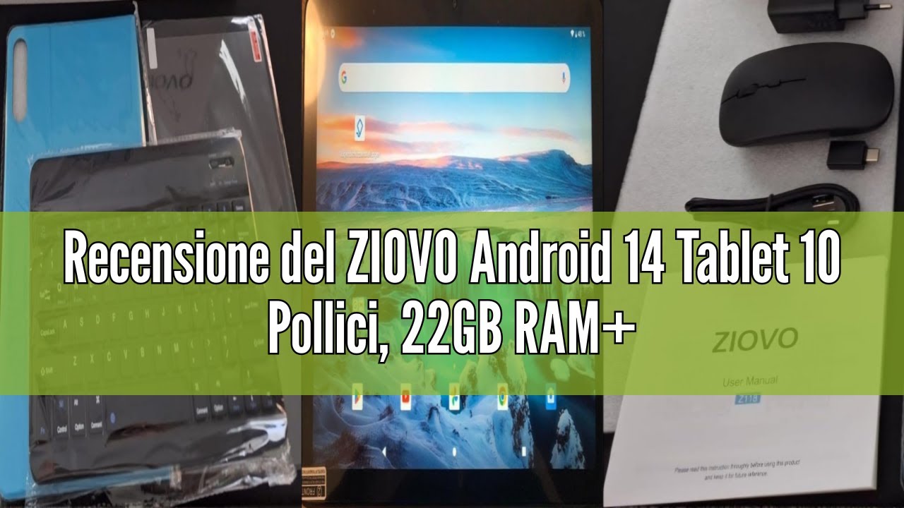 Tablet Ziovo Z138 10 Pollici Android 14 - 20GB RAM, 128GB ROM (espandibile 1TB) Wi-Fi, Verde