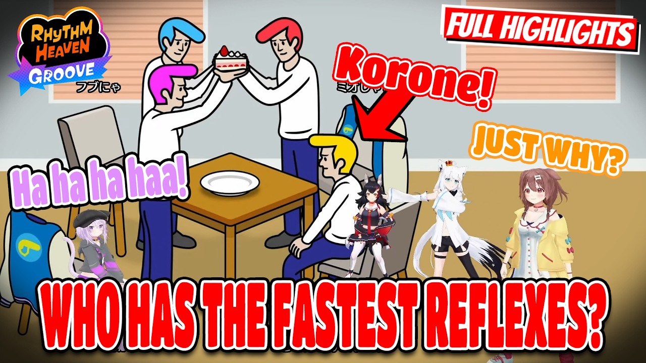 Hololive Gamers' Hilarious Cake Battle in Rhythm Heaven Groove【ENG SUB】