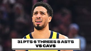 Tyrese Haliburton 31 pts 6 threes 8 asts vs Cavs 2025 PO G5