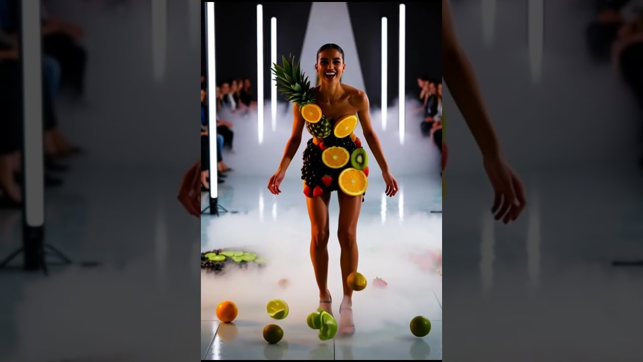Futuristic Runway: The Model Wearing Real Fruit 🍇💫