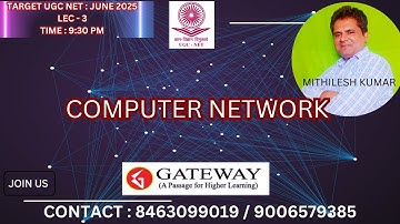 UGC NET TARGET JUNE 2025 COMPUTER SCIENCE & APPLICATION : COMPUTER NETWORK LEC - 3  LIVE STREAMING