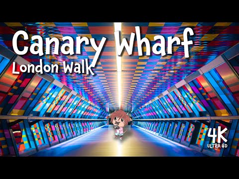 Canary Wharf and Crossrail Place - London Travel Walk 4K with Captions
