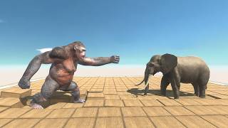 Primates and Animals Fight on Moving Cubes - Animal Revolt Battle Simulator