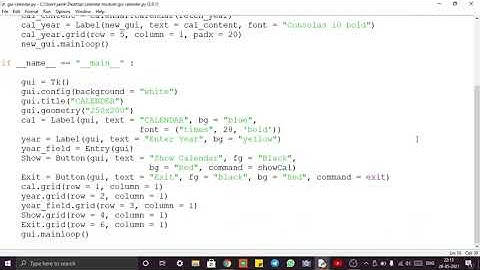 Calendar Module with Tkinter : Python
