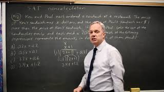 SAT Test 4 Price of sandwiches question 3 12