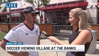 Fans gather at Soccer Viewing Village at The Banks
