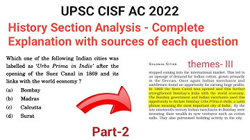 UPSC CISF AC 2022 || History Section Analysis || Part-2 || #facetsofupsc