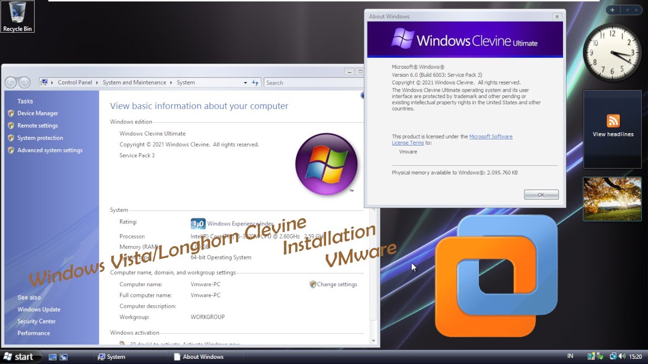 Windows Longhorn/Vista Clevine Installation VMware YouTube