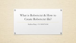 What Is Robots.txt & How To Create Robots.txt file? | SEO Tutorial