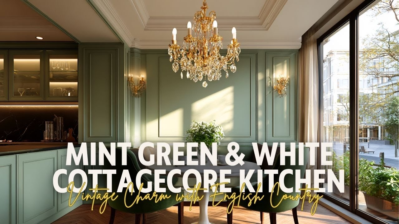 Mint Green & White Cottagecore Kitchen   Vintage Charm with English Country Simplicity