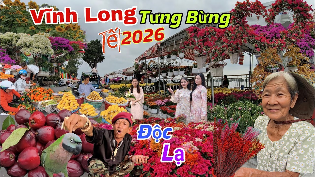 Tết 2026 Chợ Vĩnh Long Bất Ngờ Tung Ra Nhiều Loại Hoa Kiểng Độc Lạ, Trái Cây Đồng Loạt Lên Giá