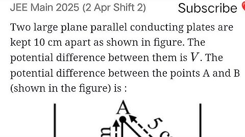 #jeemain2025 Two large plane parallel conducting plates are kept 10 cm apart as shown in figure. The