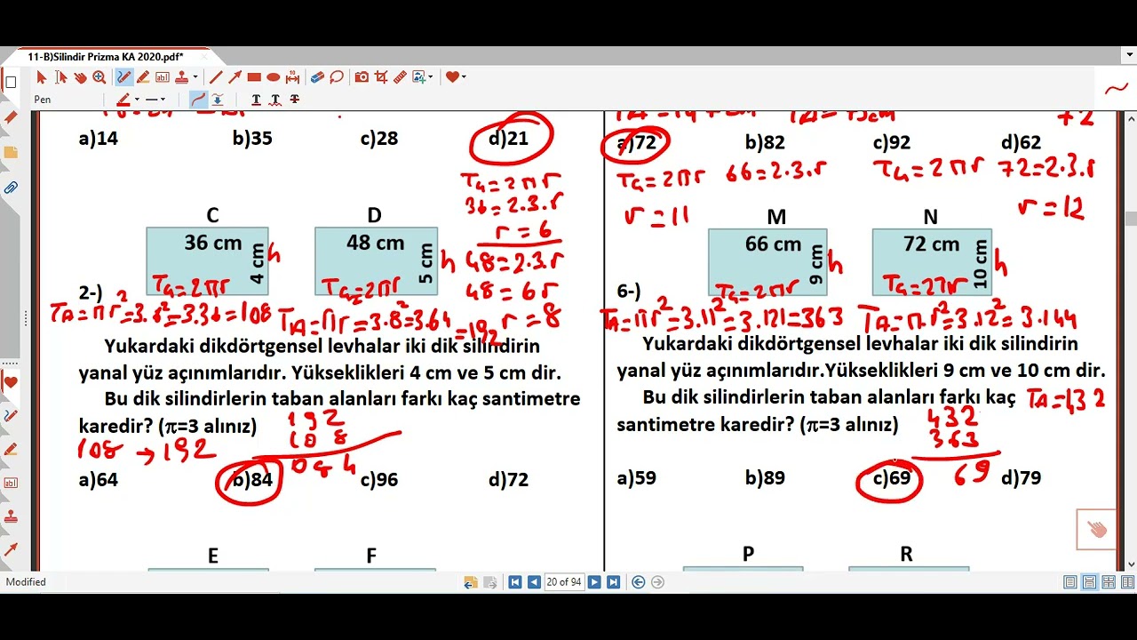 6-)M8 Geometrik Cisimler (Silindir Test) 72