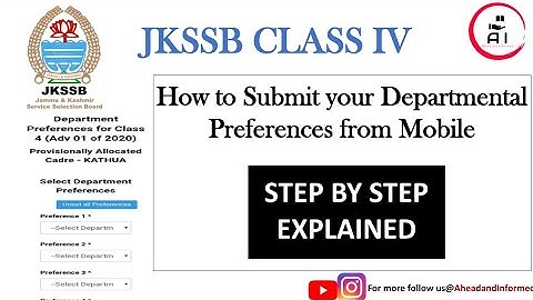 How to Submit your department Preference step by step from Mobile | JKSSB CLASS 4