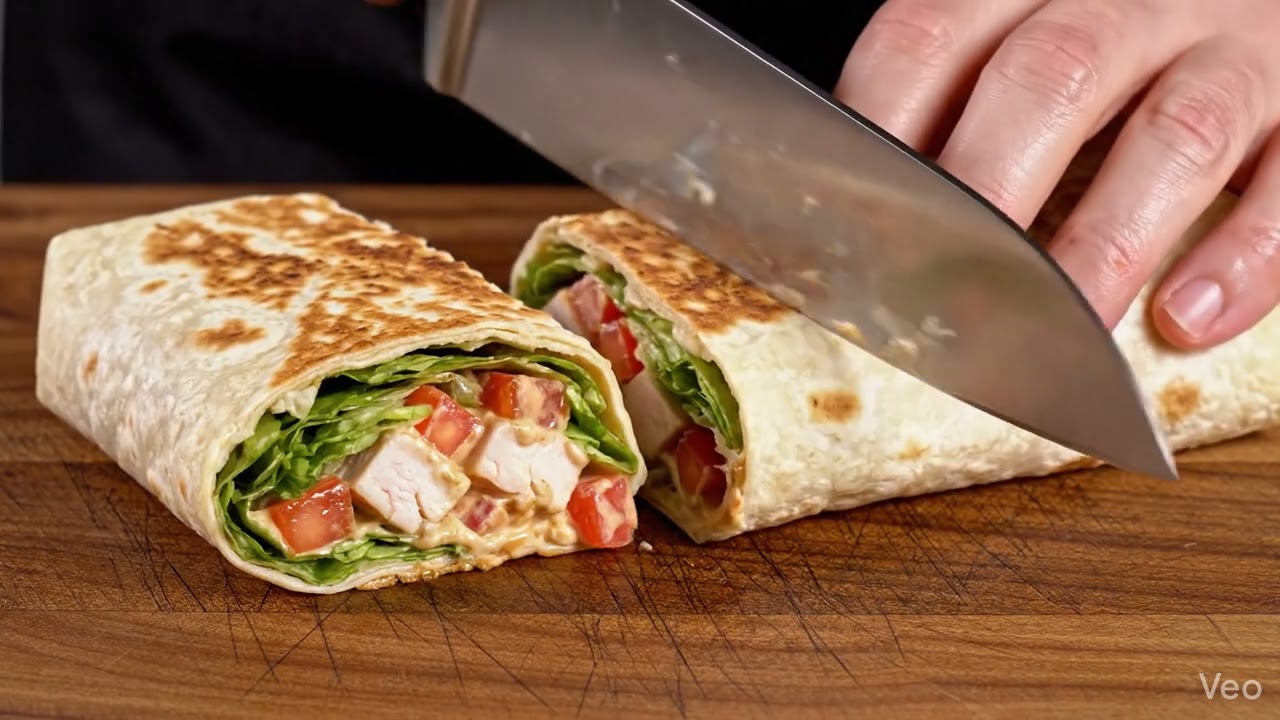 Chicken Wrap Cutting ASMR 🌯