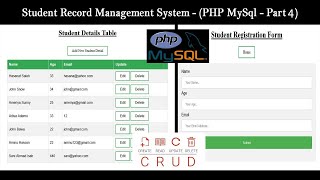 Student Management System CRUD PHP & Mysql -  Part 4 Student Result Management System Using Html Css Javascript Php Mysql Part 4