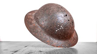Extremely Rusty &amp; Broken WW2 British Helmet - 80 Year Old Restoration