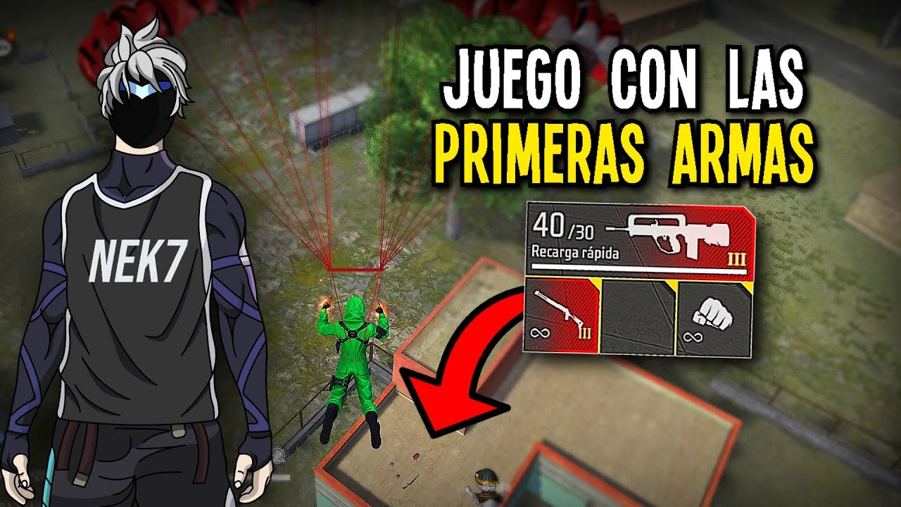 SOLO PUEDO USAR LAS DOS PRIMERAS ARMAS QUE ENCUENTRO AL CAER #1 ☠️💙 FREE FIRE