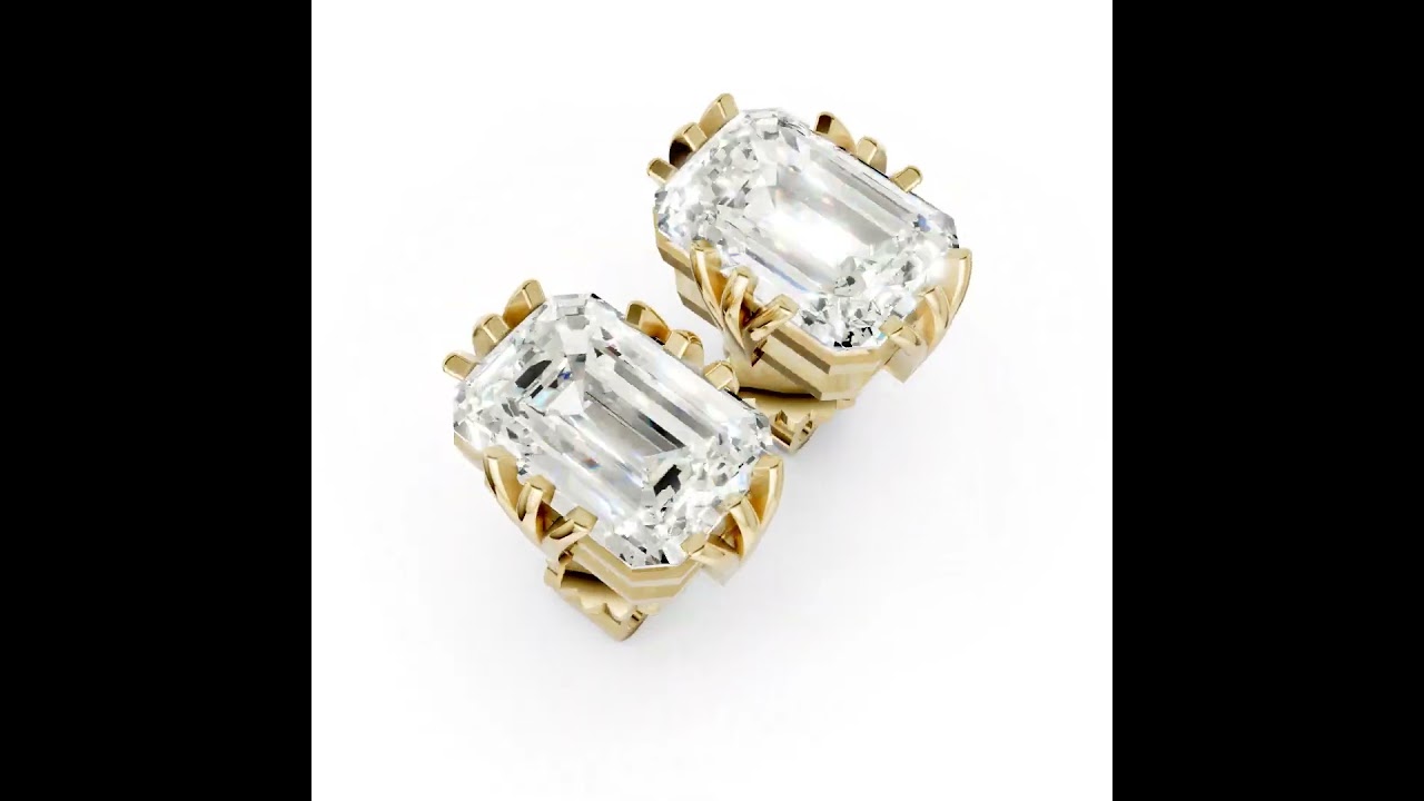 Emerald Brilliant Lab Grown Diamond Stud Earrings