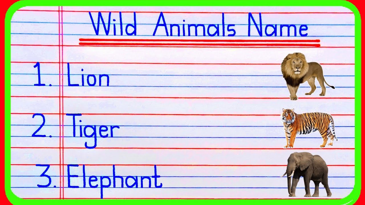 List of Wild Animals Names in English For Kids