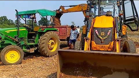 New JCB 3dx Backhoe loader Machine Loading Mud in John Deere 5050 d | Tractor and JCB video