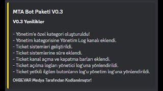 MTA Özel Sunucu Ticket Sistemi V0.3 Tanıtımı | OHBEVAR MEDYA
