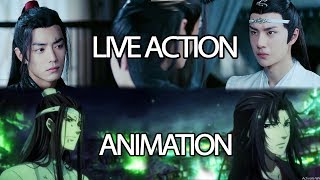 ANIME VS LIVE ACTION WEI WUXIAN & LAN WANGJI CALLING EACH OTHER NAME | SUB INDO