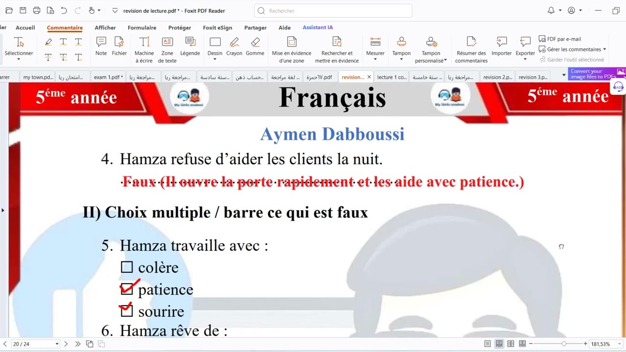 etude de texte avec sujet 75éme année  theme travail et loisir module 5