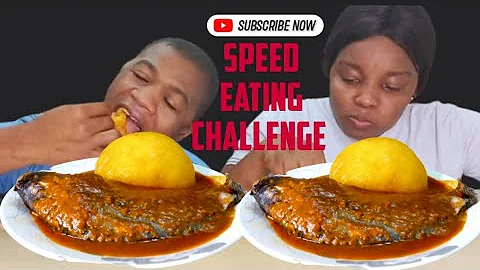 Hilarious Speed Eating challenge. Asmr Mukbang fufu with tilapia fish pepper soup.