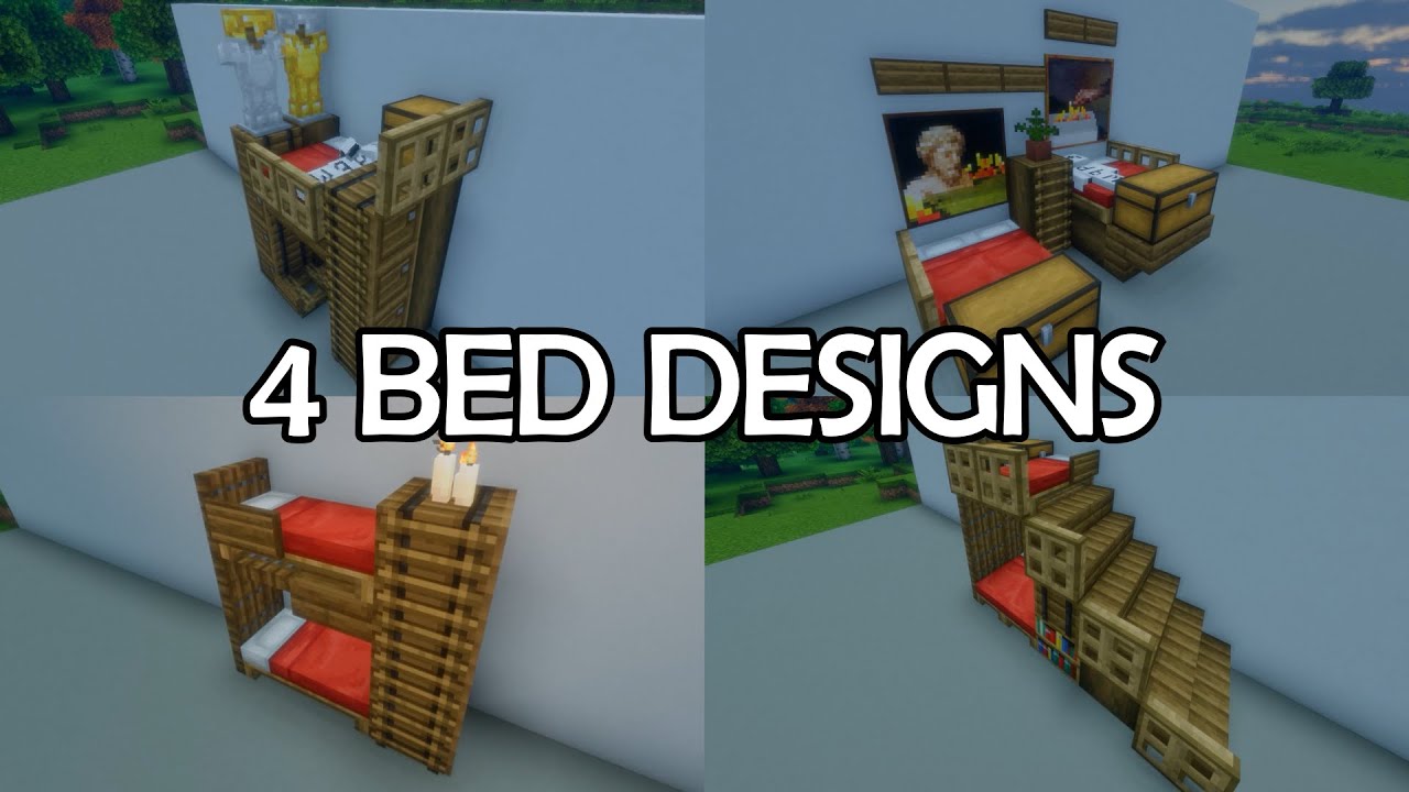 4 Different Minecraft Bed Designs│Tutorial 1.20.1+