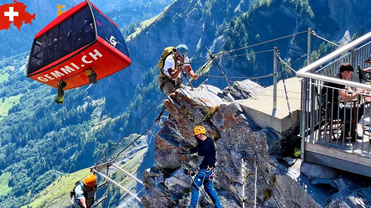 Leukerbad 🇨🇭Gemmi is a famous Alpine resort in the Swiss canton