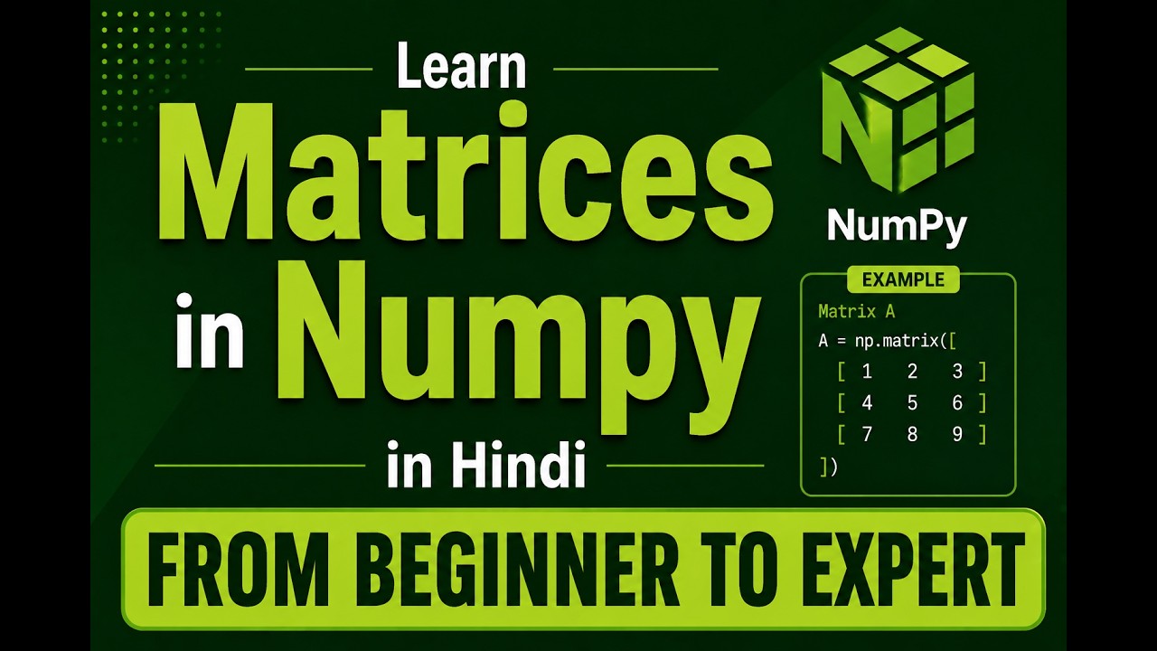 Part 5: Numpy Matrices with details of syntax, functions and features with many examples
