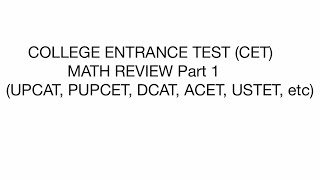 College Entrance Test (CET) Math Review Part 1