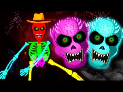 Fun Glowing Colorful Skeletons Dancing - Midnight Fun With Skeletons Finger Family and More Songs