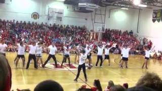 Senior guy cheer leading