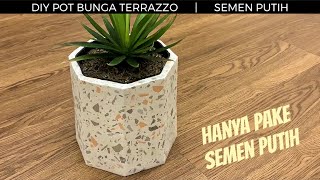 [ENG SUB] DIY vas pot bunga terrazzo dari semen putih | DIY Terrazzo vase from white cement