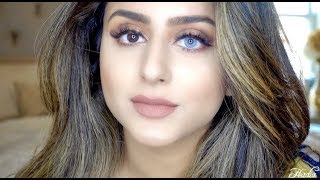 SOLOTICA HIDROCOR CONTACT LENSES  TRY ON + GRWM KKW CLASSIC PALETTE REVIEW| HADIA