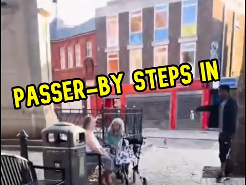 Migrant Hassling Older Women - Passer-by Confronts Him