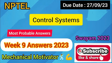 Control Systems | Week 9 Quiz | Assignment 9 Solution | NPTEL | SWAYAM 2023