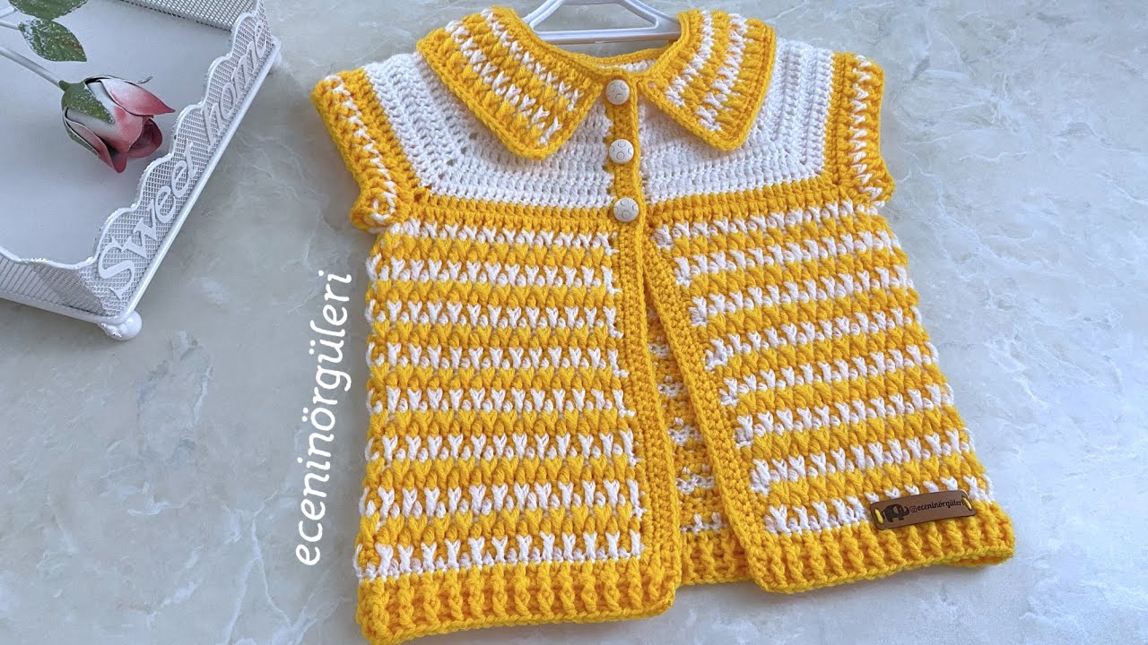 Вязаный крючком жилет для новорожденных / жилет для маленьких мальчиков / 6-12 месяцев