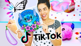 TESTANDO TIKTOKS DE ARTE VIRAIS: stitch no vidro, tinta mágica, técnicas de desenho…Paula Stephania