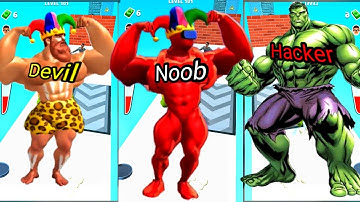 NOOB vs PRO vs HACKER | In Muscle Rush Challenge |Game | ios Android Play