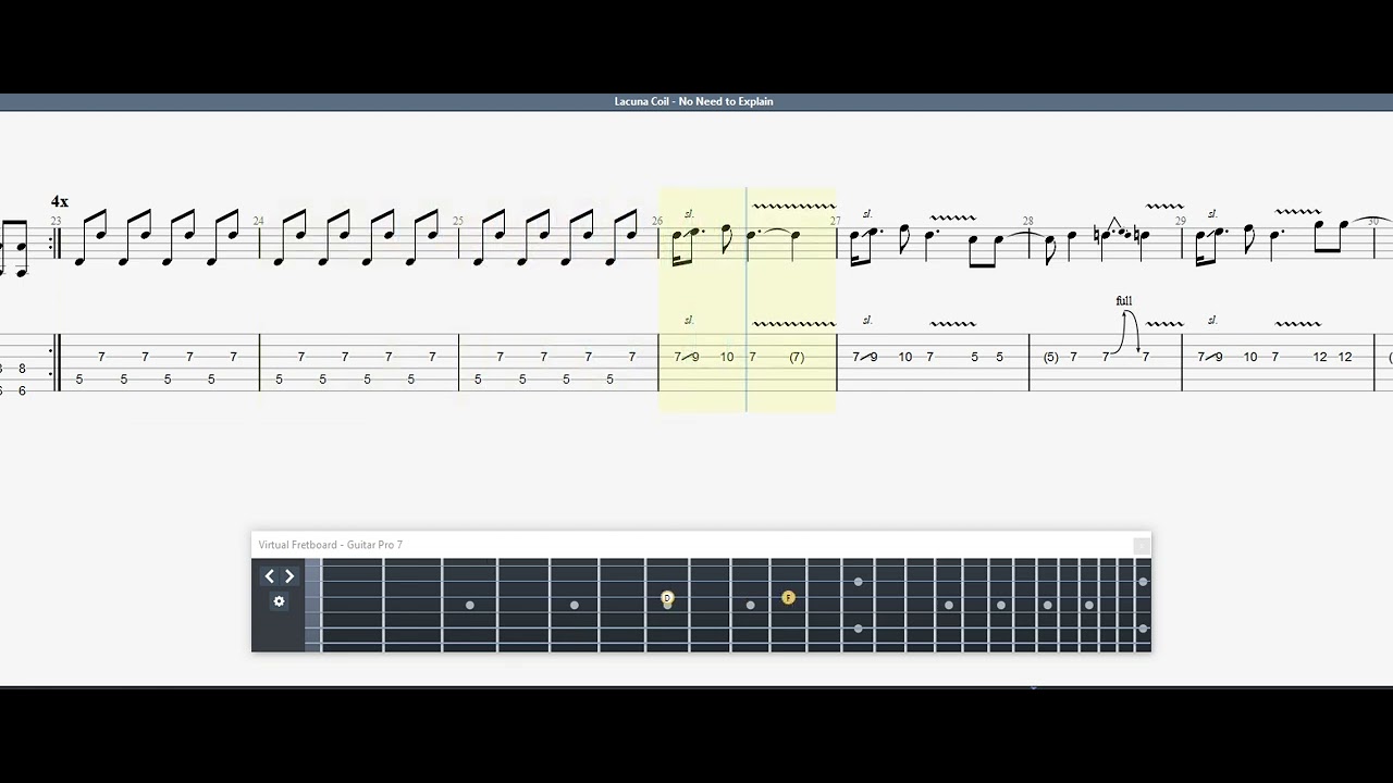 Lacuna Coil No Need to Explain GUITAR 1 TAB YouTube